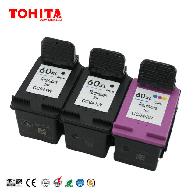 Ink Cartridge CC641W CC644W 60XL for Other Compatible Deskjet D2568 2645 2660 2663 2666 2668 2680 5545 5560 5563 5568 TOHITA