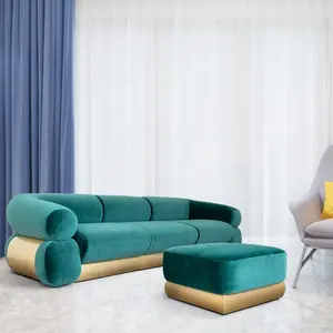 أريكة غرفة المعيشة الفاخرة الإيطالية عالية الجودة المخملية الحديثة البسيطة تصميم أثاث أنيق