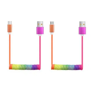 Ainbow-cable de datos flexible para teléfono móvil, cargador de datos USB, colorido