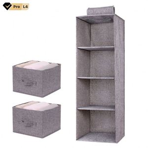 Artificial Cotton Linen Sundries Storage Bag 3/4/5layer Collapsible Hanging Storage <b>Shelves</b> Hanging Closet Organizer - Product Image 1