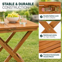 Table de pique-nique pliable moderne en bambou, légère et durable, pour l'extérieur, le camping, les fêtes en jardin et l'usage quotidien, facile à transporter