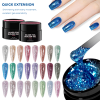 Gel de construction argenté français sans HEMA ni TPO, auto-nivelant, effet gelée, sans chaleur, pour extensions d'ongles UV, vente en gros