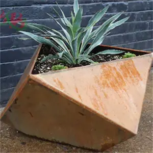 Corten Stahl Outdoor Pflanzenbox individueller Gartenpflanzen-Blumentöpfe Outdoor Box Corten Stahlwürfel Pflanzer Montage von Blumentöpfen