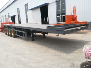 <span class=keywords><strong>Remolque</strong></span> de Carga de Plataforma Plana de 4 Ejes, Nuevo y Usado, para Contenedores de 20 y 40 Pies, con Panel Protector Frontal y Cabecera - Product Image 1