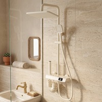 Ensemble de douche thermostatique intelligent blanc de luxe avec affichage numérique, système de douche avec douchette à main et douche pluie
