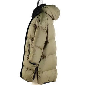 Chaqueta acolchada cortavientos de invierno verde personalizada al por mayor con capucha y cierre de cremallera de talla grande estilo formal característica transpirable - Product Image 3