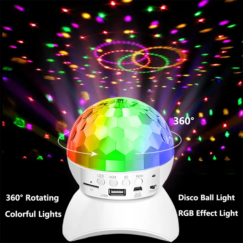 Bluetooth сценический свет Рождественская проекция СВЕТОДИОДНЫЙ Красочный Свет банджи вращающийся маленький хрустальный шар свет