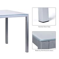 Ensemble de meubles de restaurant 7 pièces : table à manger moderne avec 6 chaises, table à manger en verre trempé avec miroir