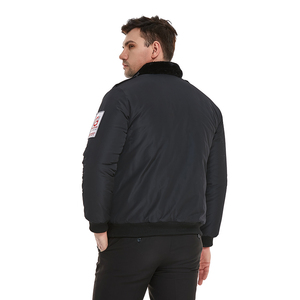 OEM bảo vệ an ninh đồng phục Áo khoác ấm phía trước Zip máy bay ném bom chuyến bay áo khoác với Faux Lông Cổ Áo - Product Image 3