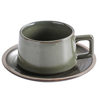 Tasse à café vintage en céramique 8,5 oz avec soucoupe pour latte art et cappuccino, idéale pour les cadeaux de Noël