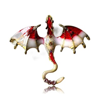 Pin Hiasan Hewan Terbang Grosir, Bros Berlian Imitasi Warna-warni, Bros Naga Berlian Imitasi, Pin Logam, Kerajinan Logam untuk Dekorasi - Product Image 3