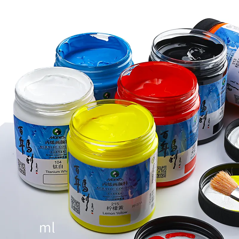 Hot Sale Acrylic paints Canvas/Wood/Glass Painting Medium and Loose Packaging 100/300/500ml Barrel Acrylic paint set