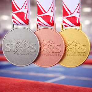 Médailles de sport personnalisées avec logo de gymnastique en étoiles en relief 3D, en alliage de zinc, finition or, argent, <span class=keywords><strong>bronze</strong></span>, médailles de gymnastique pour récompenses - Product Image 4