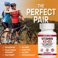 Capsules de Vitamine D3 K2 en Gros, Marque Privée OEM, 2-en-1, Soutien à la Santé des Muscles et des Os pour Femmes