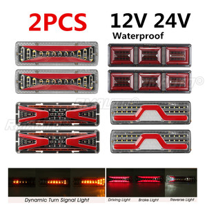 2 pièces Feux arrière LED dynamiques 12V pour voiture, camion, remorque, feux de freinage, clignotants, feux de recul, tracteur, camion, bus, camping-cars, caravanes - Product Image 1