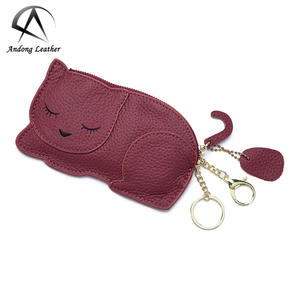 Porte-monnaie mignon Andong en cuir de vache véritable, porte-clés, mini porte-monnaie, portefeuille court à fermeture éclair pour femme - Product Image 6