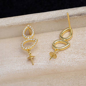 Accessoires de bijoux en argent S925, double perle, nœud dynamique, boucle d'oreille DIY, perle vide, support pour perles de 5 à 10 mm, pour trouvailles de bijoux de 5 à 10 mm - Product Image 4