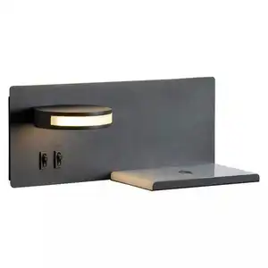 Bedroom Nordic Europe Indoor Mounted Modern Bedside Usb Charger Led Reading Light Wall Lamp With Wireless Charger