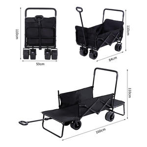 Chariot de transport d'extérieur pliable à quatre roues avec siège inclinable pour jardin, plage et camping - Product Image 6
