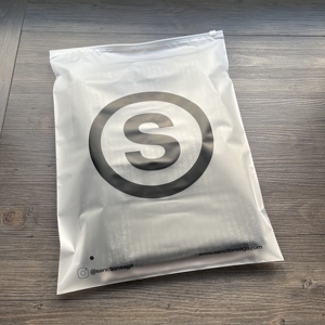 Luxury Matte White Zipper Bags with Black Logo Print - Resealable Frosted Poly Bags for Clothing & Retail - Product Image 3