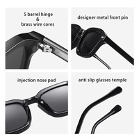 Lunettes de soleil carrées à monture intégrale en matériau PC UV400 pour unisexe, fabriquées à la main