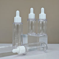 Flacon compte-gouttes vide autocollant personnalisé sérum 30ml 50ml conteneur coréen paroi épaisse plat en plastique Toner PETG emballage compte-gouttes d'huile