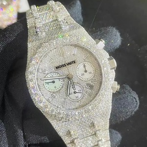 Montre-bracelet mécanique chronographe classique en acier inoxydable 904L avec diamants, montre de luxe en moissanite VVS pour hommes - Product Image 2