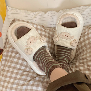 Chaussons XIXITIAO <span class=keywords><strong>en</strong></span> coton et lin de haute qualité, antidérapants, pour toutes les saisons, confortables, semelles épaisses et douces <span class=keywords><strong>en</strong></span> EVA, pour dortoir, maison - Product Image 2