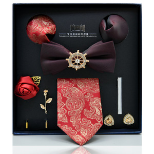 Ensemble de boutons de manchettes et cravate tissée, boîte à carreaux en or, avec boutons de manchette, 2019, vente d'usine - Product Image 4