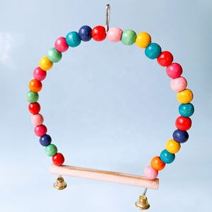 Ahşap süspansiyon köprü salıncak standı kuş kafesi aksesuar <span class=keywords><strong>Hamster</strong></span> ve papağan malzemeleri için Snap düğmesi kapatma ile Bite oyuncaklar - Product Image 5