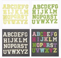 En stock, patchs de lettres en chenille autocollants |   Patchs Alphabet en Broderie Dorée pour Sacs et Sweats à Capuche