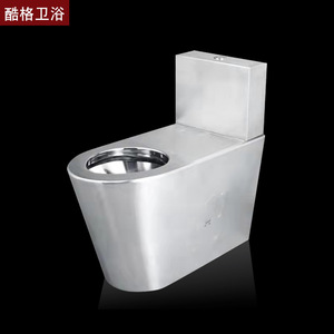 Stainless Steel Floor Mounted Toilet With <b>Concealed</b> Tank Gravity Flushing Industrial Design Two Piece - Product Image 3