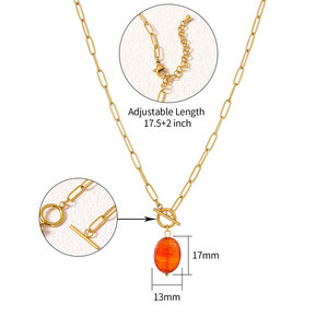 สร้อยคอแฟชั่นกันหมองแบบสั่งทำพิเศษ วัสดุสแตนเลสสตีล 316L ชุบทอง 14k 18k ประดับด้วยหินธรรมชาติ คริสตัล และหยก สำหรับผู้ชายและผู้หญิง - Product Image 3