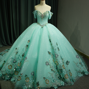 Jancember 6747 Shiny Mint Green Empire Quinceanera Vestidos formales Vestidos - Product Image 2