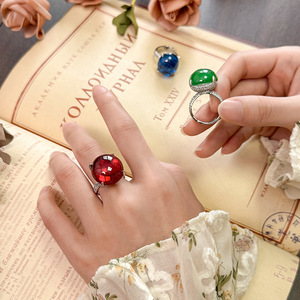 Anillo de Alta Gama Ecológico de Cobre Chapado en Oro de 18K con Circonita Verde Ovalada de 18*25mm, Piedra Grande Geométrica Náutica Certificada Toderi - Product Image 2