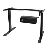 Bureau de direction moderne convertible pour le télétravail, avec cadre de bureau en bois réglable en hauteur (assis-debout) par levage électrique et boîtier de commande