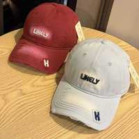 Gorra de béisbol unisex vintage para mujer, con parte superior suave desgastada, bordado facial, efecto adelgazante, patrón de letras, tela común