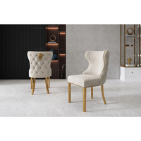 Conception tuftée de haute qualité or argent pieds en acier inoxydable chaise de restaurant cadre en métal chaise de salle à manger en velours