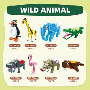 58238-58245 Blocs de construction MOC en forme d'animaux (pingouin, éléphant, girafe, hippopotame) – Kit de jouets de construction DIY pour enfants – Vente en gros - Product Image 3