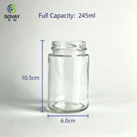 Toples Kaca Bulat Tinggi Ramping Diameter 6.0cm Tinggi 10.5cm, Kaca Transparan Food-Grade Dengan Tutup untuk Grosir
