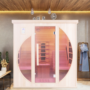 Hemlock Carbon nóng 2 người hồng ngoại xa thư giãn bằng gỗ nhà tắm hơi với đôi recliners ghế - Product Image 1