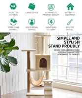 Grande structure d'escalade pour chat en bois, avec lit, griffoir, jouet arbre, capsule spatiale et hamac, en carton