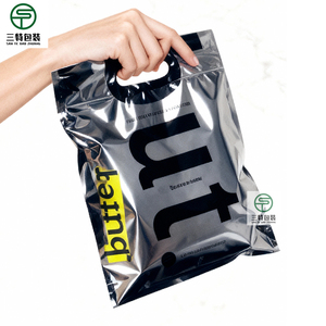 Custom Printed glossy finish Aluminum Foil Bags | 3 Side Seal Slider Zipper Handle Packaging for Clothing Accessories - Product Image 4