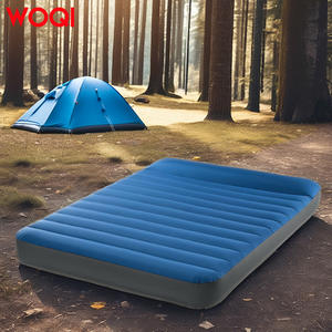 Matelas pneumatique gonflable Woqi 75x54x8,5 pouces avec pompe intégrée, tapis de couchage de camping rectangulaire bleu, matelas pliable - Product Image 4