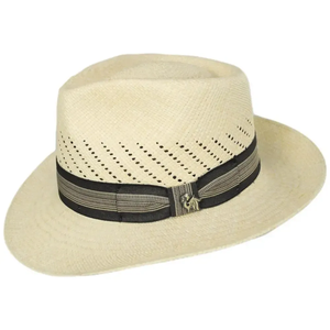 Chapeau Fedora en paille Panama respirant et ventilé avec bande décorative, large bord, chapeau de soleil d'été pour hommes et femmes - Product Image 3