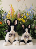 Peluche Lapin de Simulation 4 Couleurs avec Nœud en Dentelle Vintage, Poupée Animal en Peluche, Décoration Maison, Cadeau d'Anniversaire pour Enfants