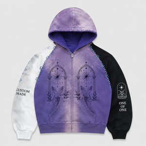 Sudadera con capucha para hombre, personalizada, marrón, estilo vintage, con cremallera, de corte holgado, con estampado gráfico y mangas con cordón, estilo streetwear, de alta calidad, para venta al por mayor - Product Image 3