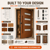 Porte d'entrée pivotante simple en aluminium et bois massif de luxe sur mesure pour maison, villa, résidence