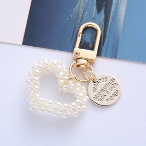 Wholesale Handmade Beaded Heart Keychain Creative Metal Love Pendant for Couples <b>Gift</b> <b>Bag</b> Charm - Product Image 5