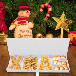 Caja de Regalo Navideña 2024, Vacía, con Diseño Floral, para Dulces o Charcutería, de Cartón, con Forma de Letra, Rellenable - Product Image 4